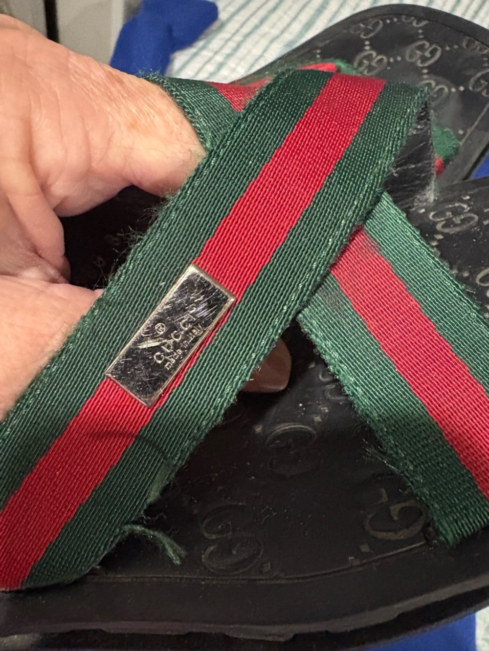 Gucci Black Slide Sandals with Red & Green Web Stripe unisex - Picture 4 of 4